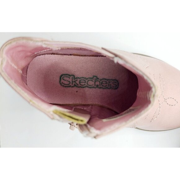 Skechers Girls Pink Ankle Boots With Star & Stitch Detail Size 7 - Picture 9 of 9